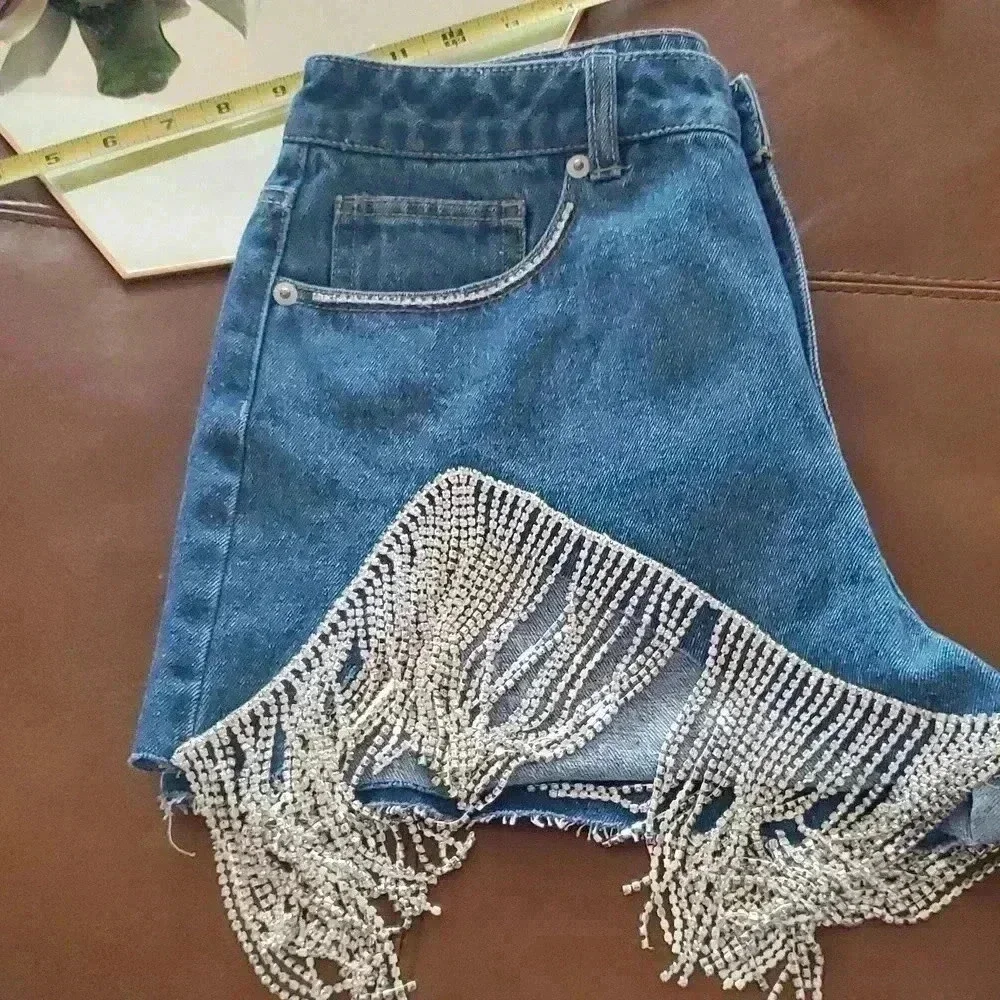 Rhinstone jean shorts